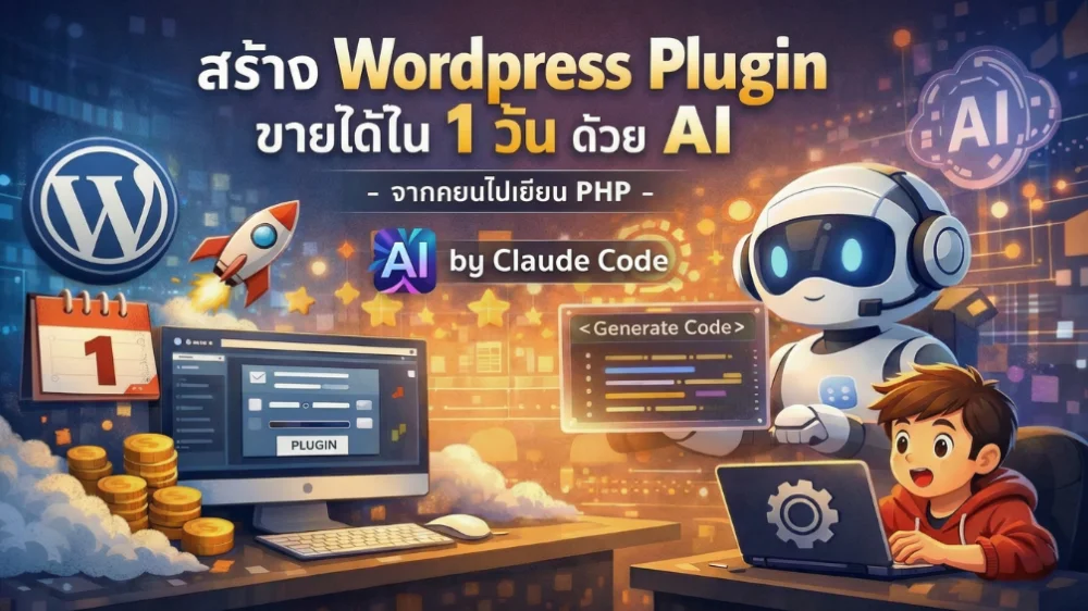 สร้าง WordPress Plugin ขายได้ใน 1 วัน ด้วย AI - จากคนไม่เขียน PHP 8 สร้าง wp plugin ขายได้ใน 1 วัน